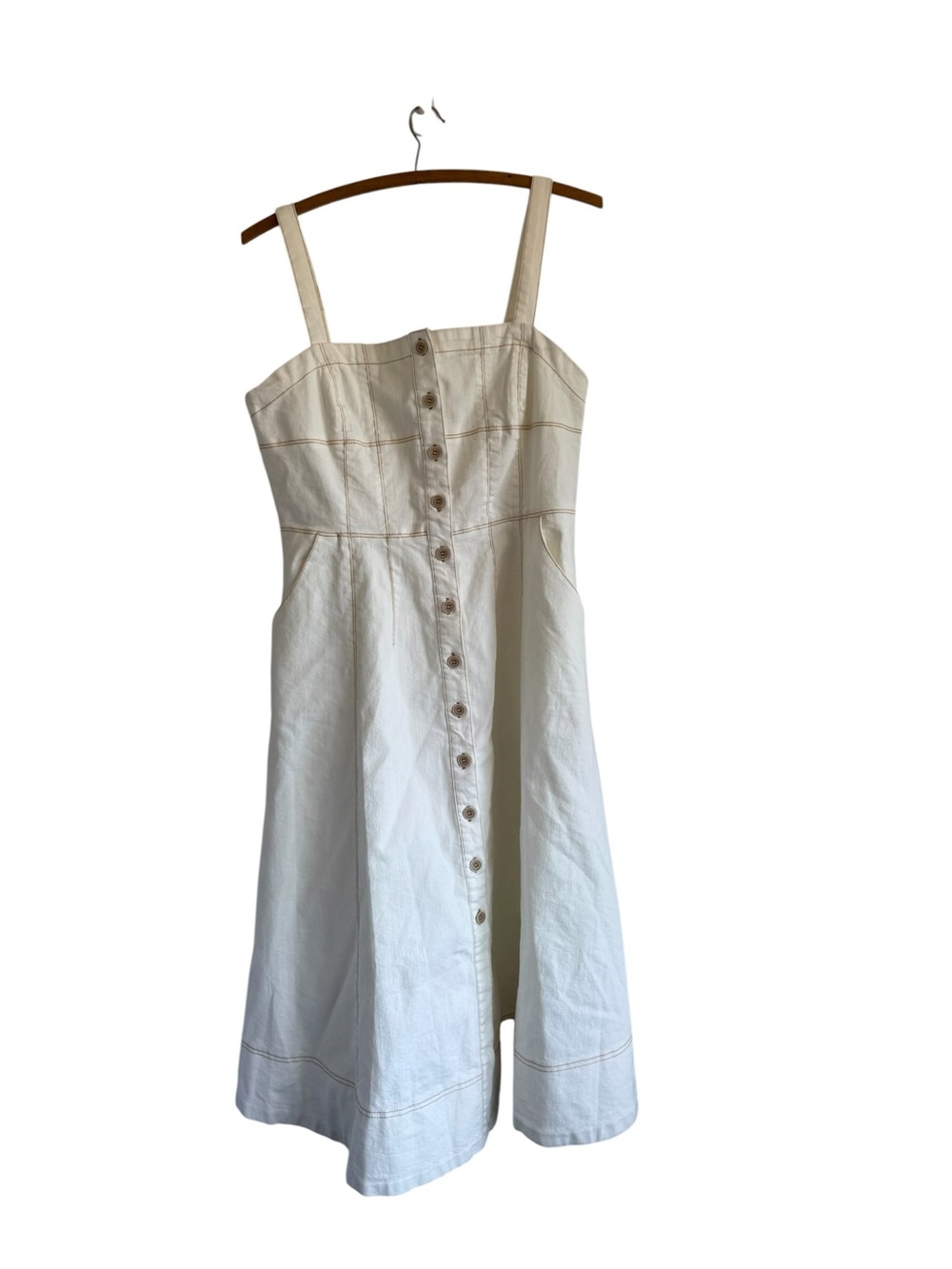 Tallulah Cream Button-Front Sundress with Straps Size Large NWOT